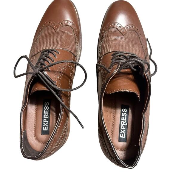 Express Brown Leather Oxford Dress Shoes Men\'s Size 11